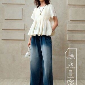 White semi linen blouse